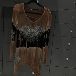 Brown and Black Women's Top